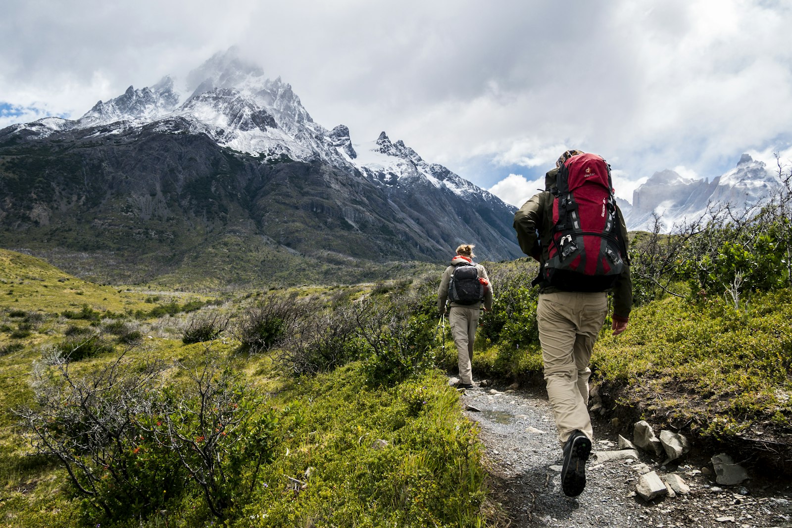 Scouts hiking a mountain trail with backpacks
